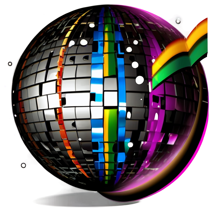 Colorful Disco Ball Illustration PNG Image