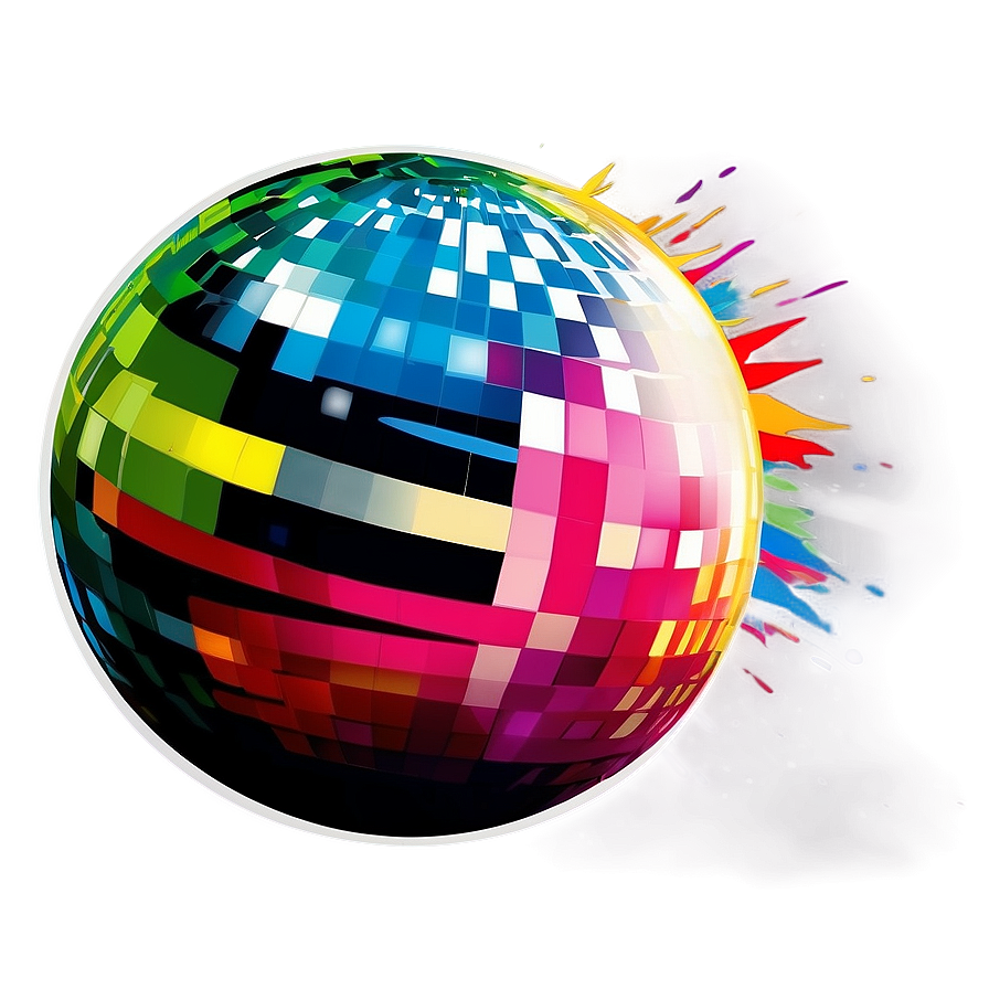 Colorful Disco Ball Illustration PNG Image