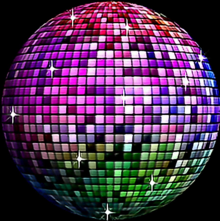 Colorful Disco Ball Sparkle PNG Image