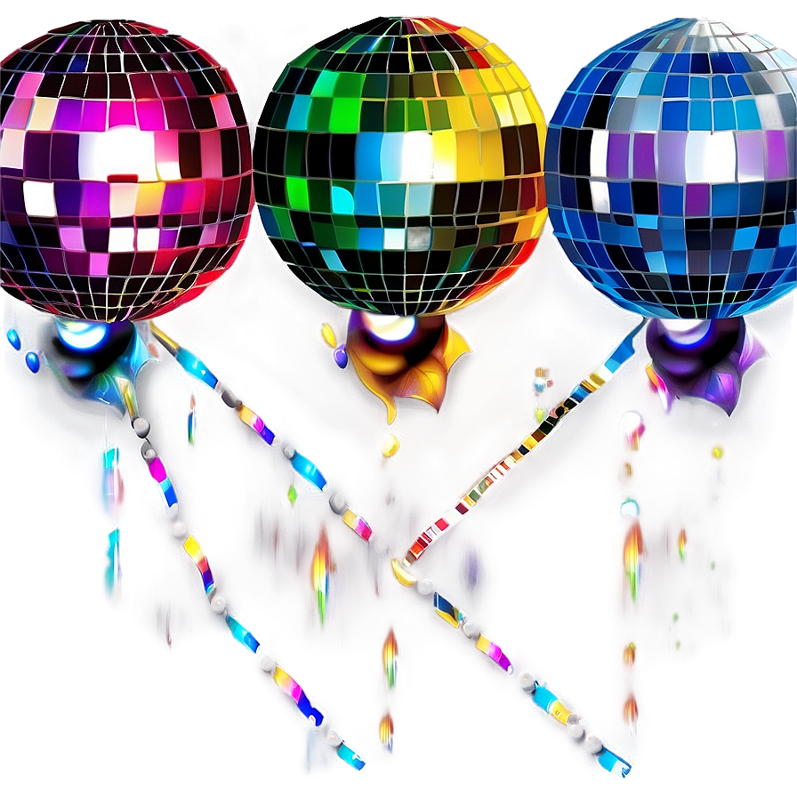 Colorful Disco Ballsand Lights PNG Image