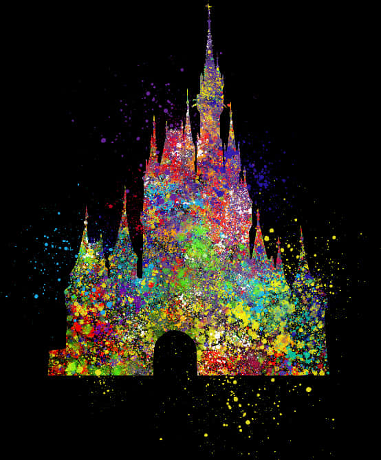 Colorful Disney Castle Silhouette PNG Image