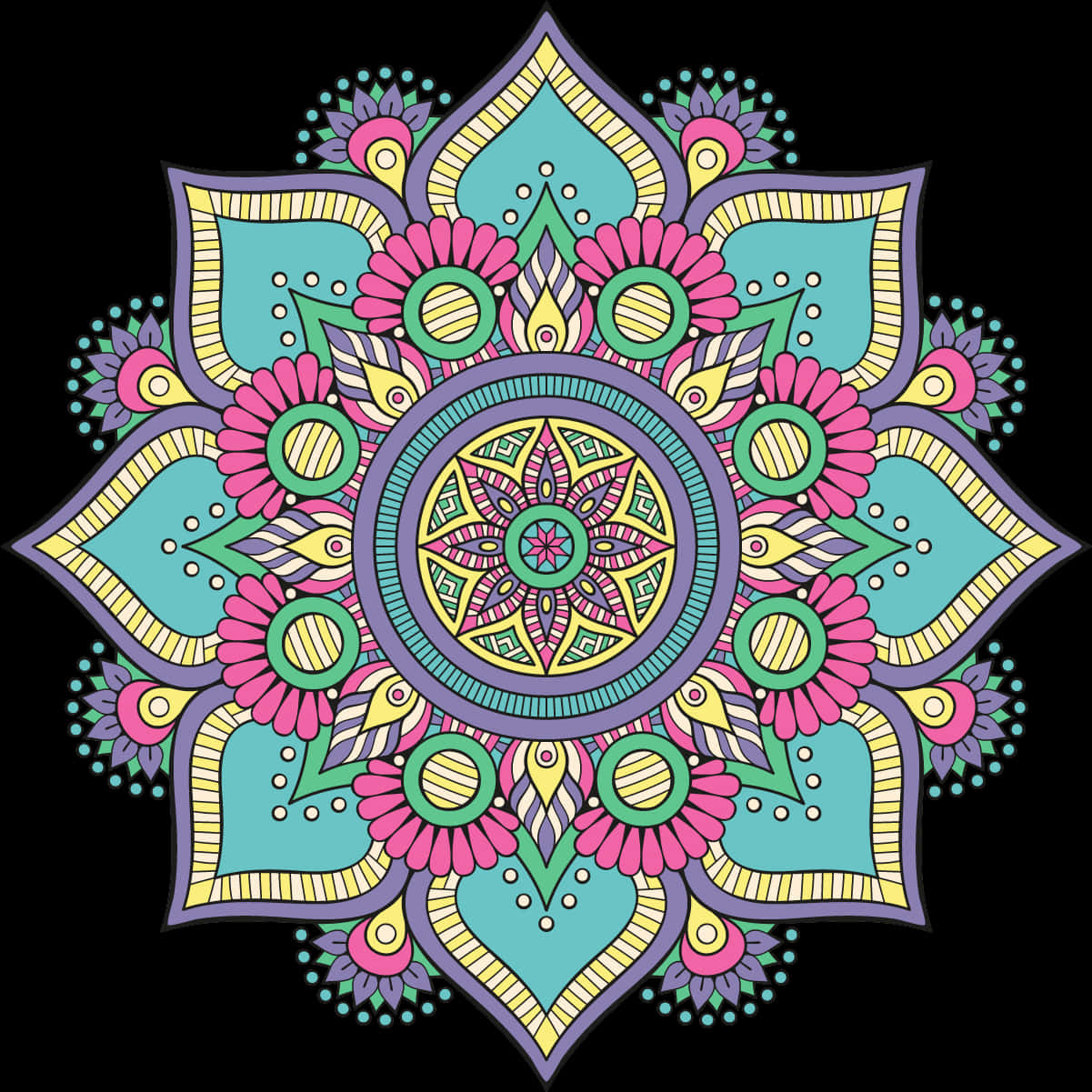 Colorful Diwali Mandala Design PNG Image