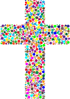 Colorful Dot Mosaic Cross PNG Image