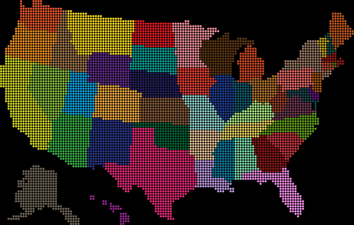 Colorful Dotted U S A Map PNG Image