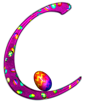 Colorful Easter Egg Letter C PNG Image