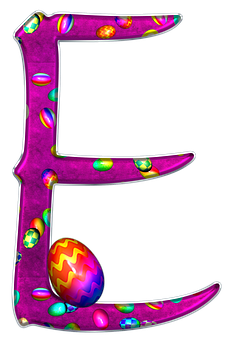 Colorful Easter Egg Letter E PNG Image