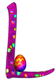 Colorful Easter Egg Letter L PNG Image