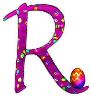 Colorful Easter Egg Letter R PNG Image