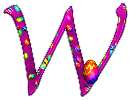 Colorful Easter Egg Letter W PNG Image