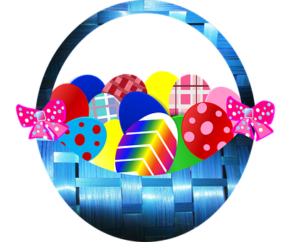 Colorful Easter Eggs Basket Illustration PNG Image