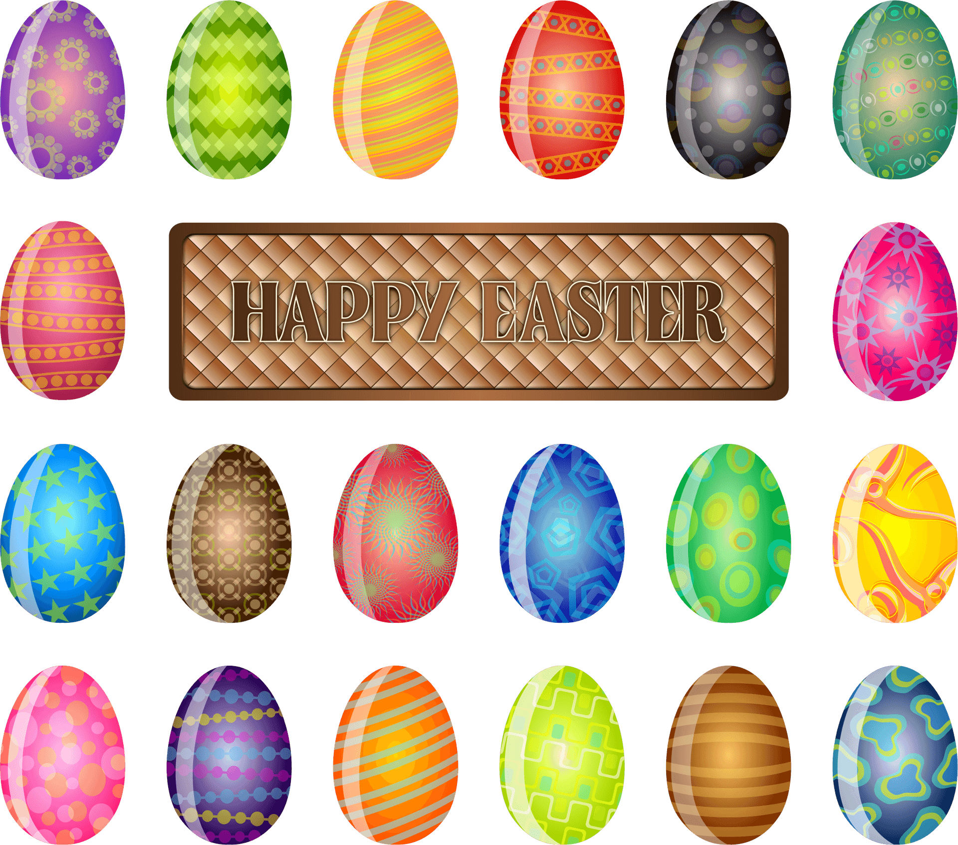 Colorful Easter Eggs Celebration PNG Image