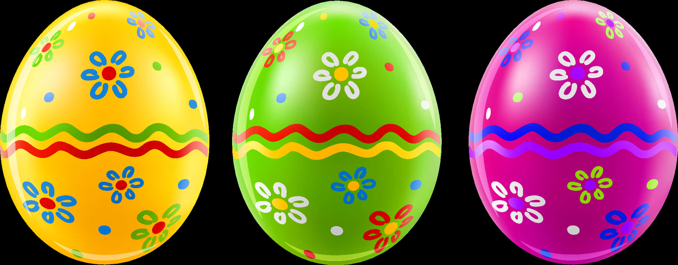 Colorful Easter Eggs Decoration PNG Image