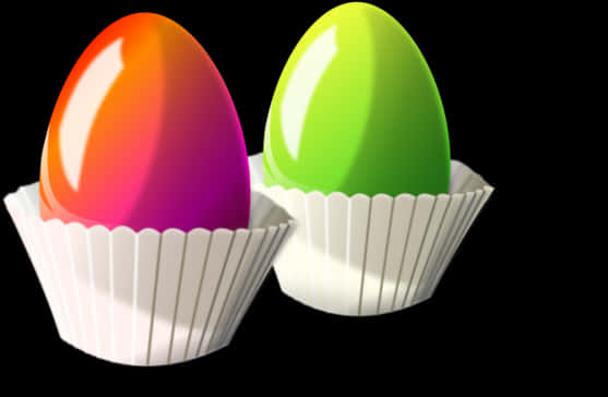 Colorful Easter Eggsin Cups PNG Image