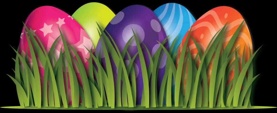 Colorful Easter Eggsin Grass PNG Image