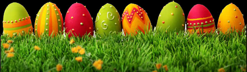 Colorful Easter Eggsin Grass.jpg PNG Image