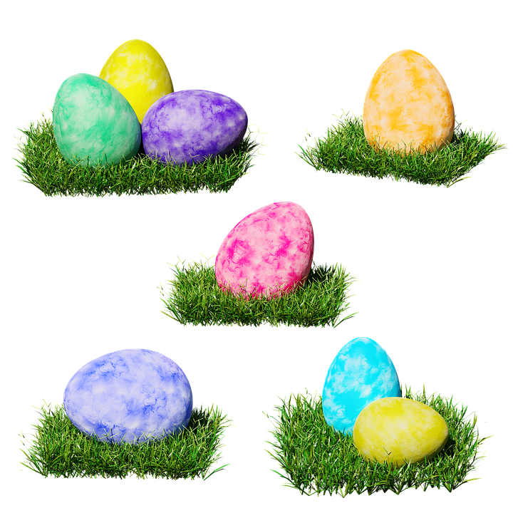 Colorful Easter Eggson Grass PNG Image