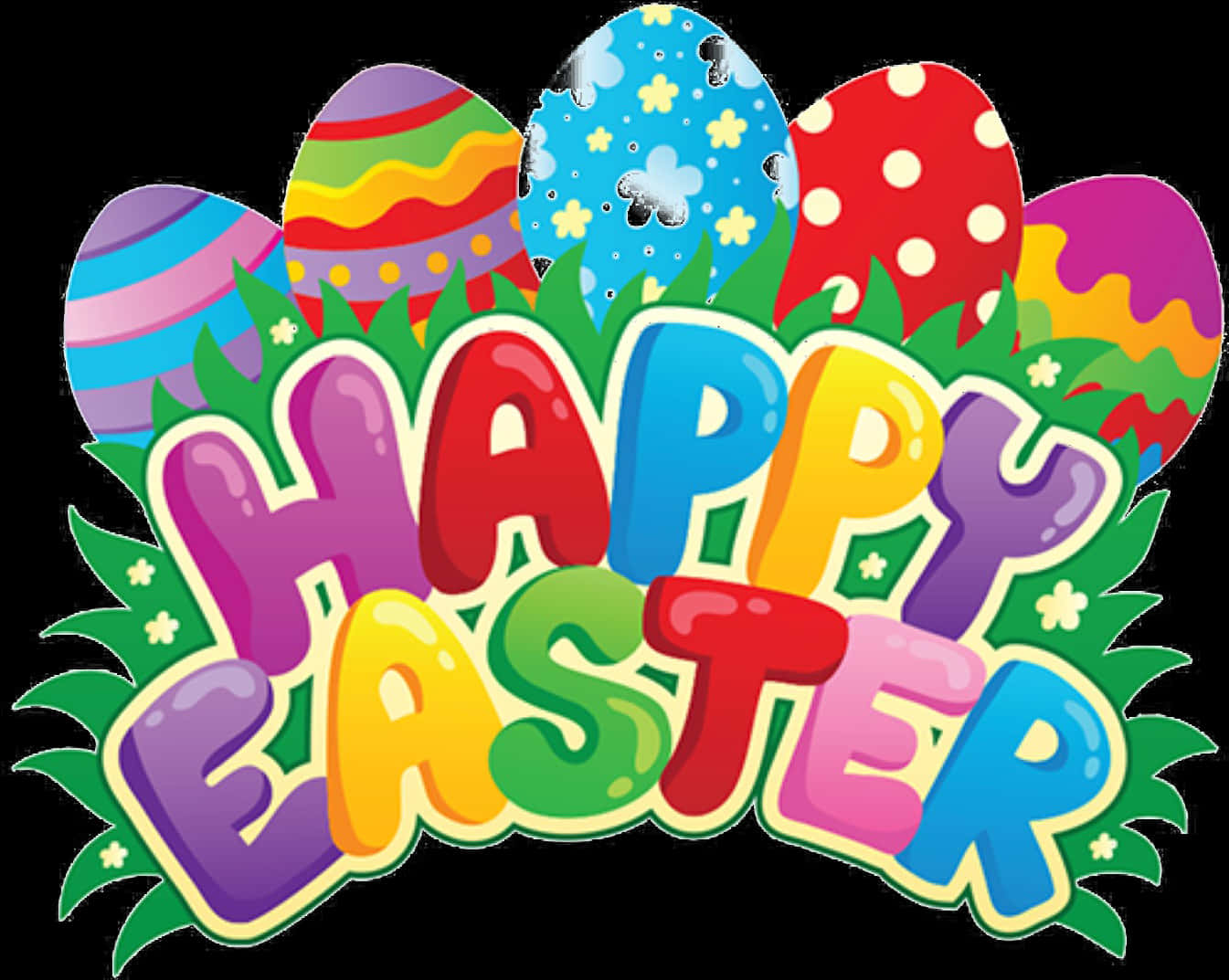 Colorful Easter Greeting PNG Image