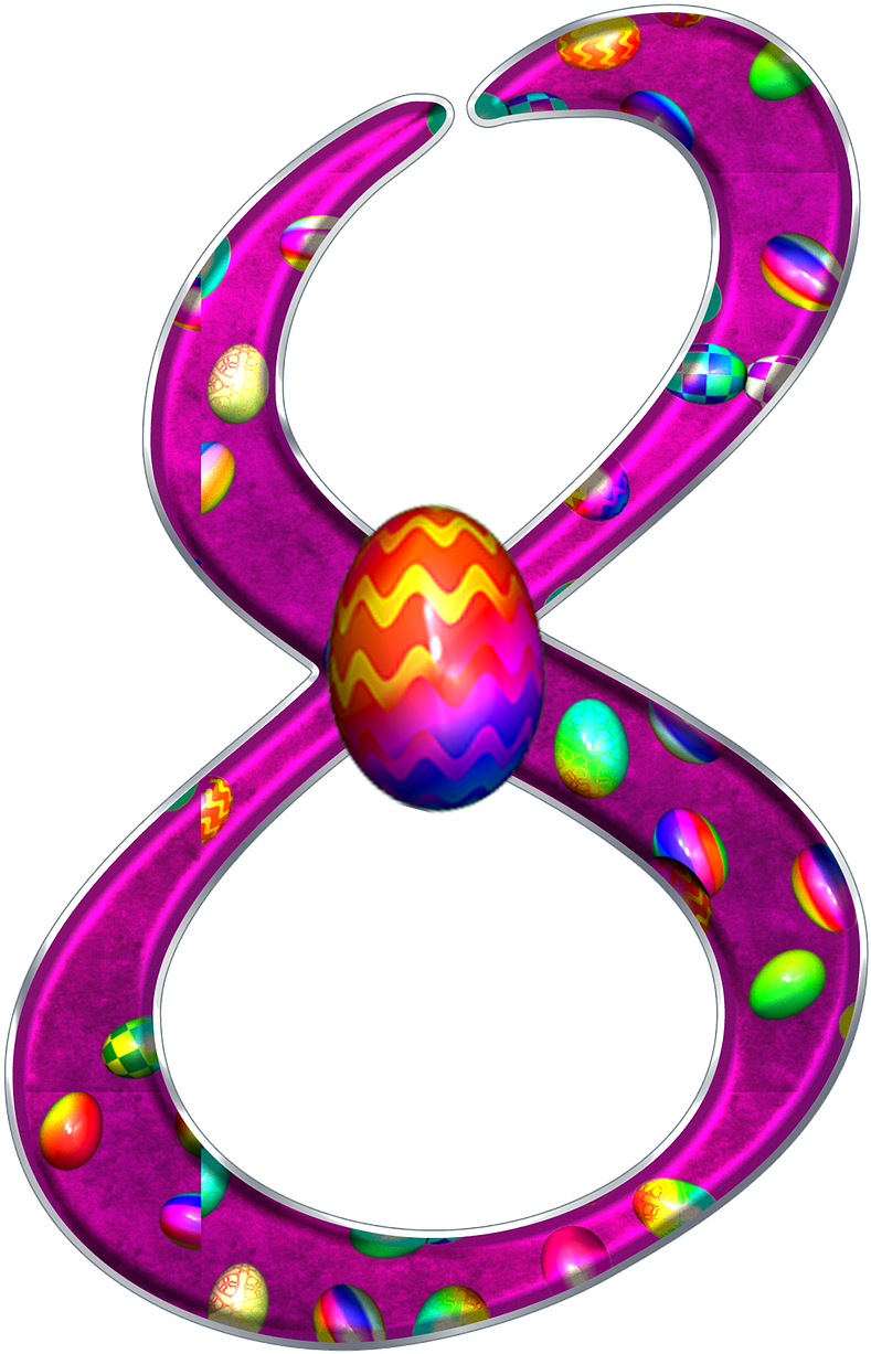 Colorful Easter Number8 PNG Image