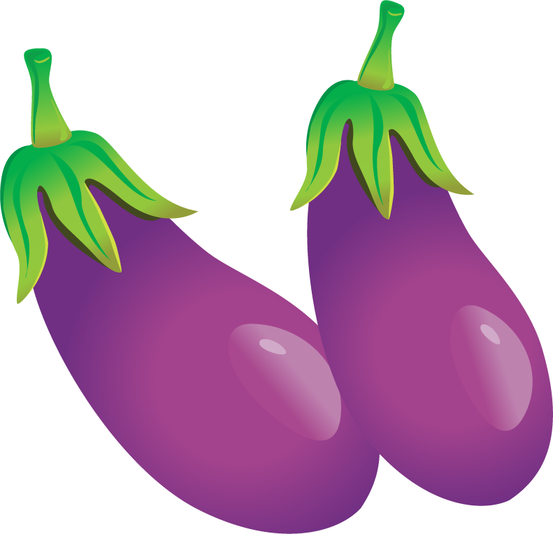 Colorful Eggplants Illustration PNG Image