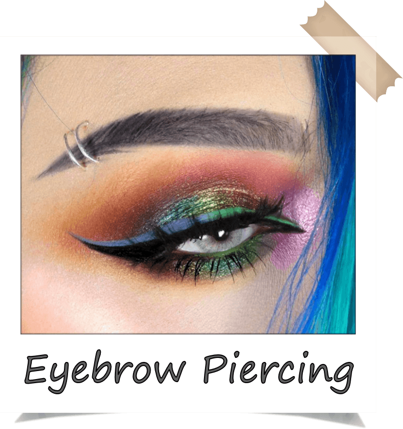 Colorful Eyebrow Piercing Makeup PNG Image