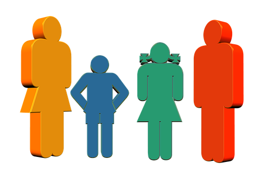 Colorful Family Silhouette Graphic PNG Image