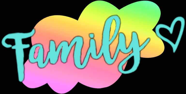 Colorful Family Word Art PNG Image