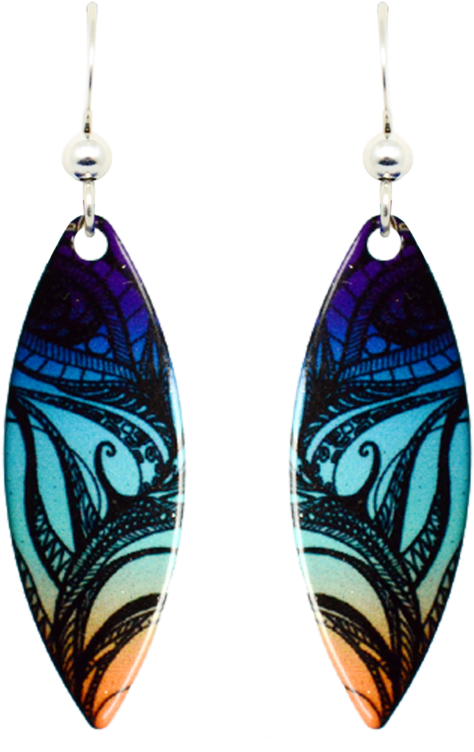 Colorful Feather Earrings Artistic Design PNG Image