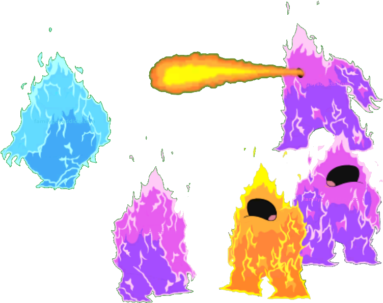 Colorful_ Fire_ Elementals_ Attack PNG Image