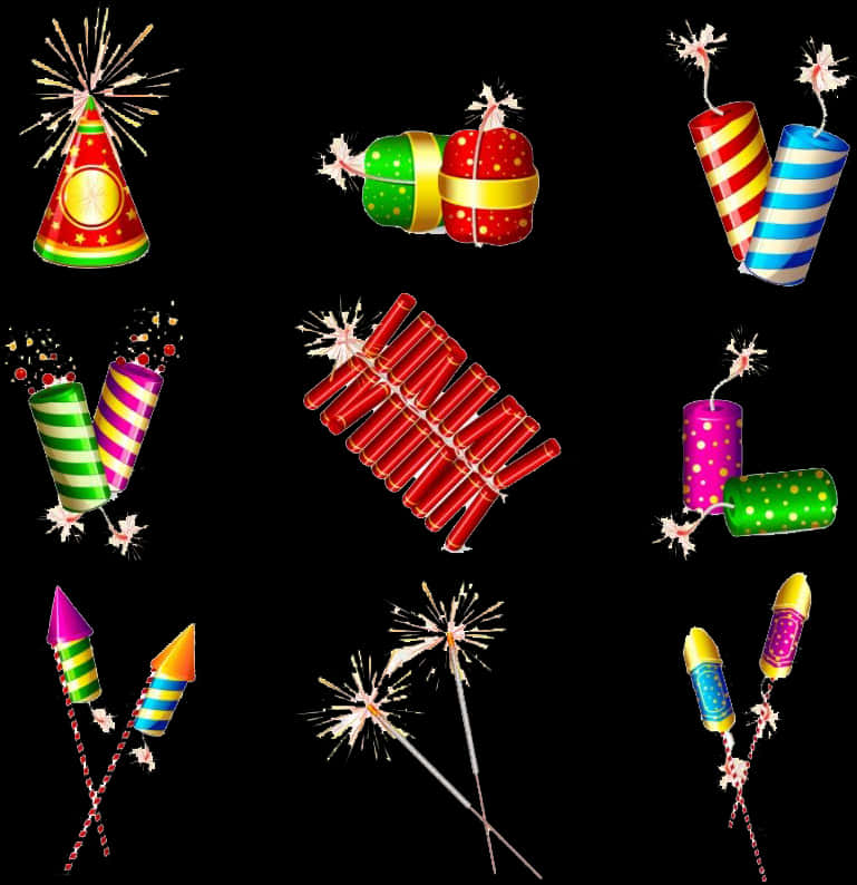 Colorful_ Firecrackers_ Collection_ Diwali PNG Image