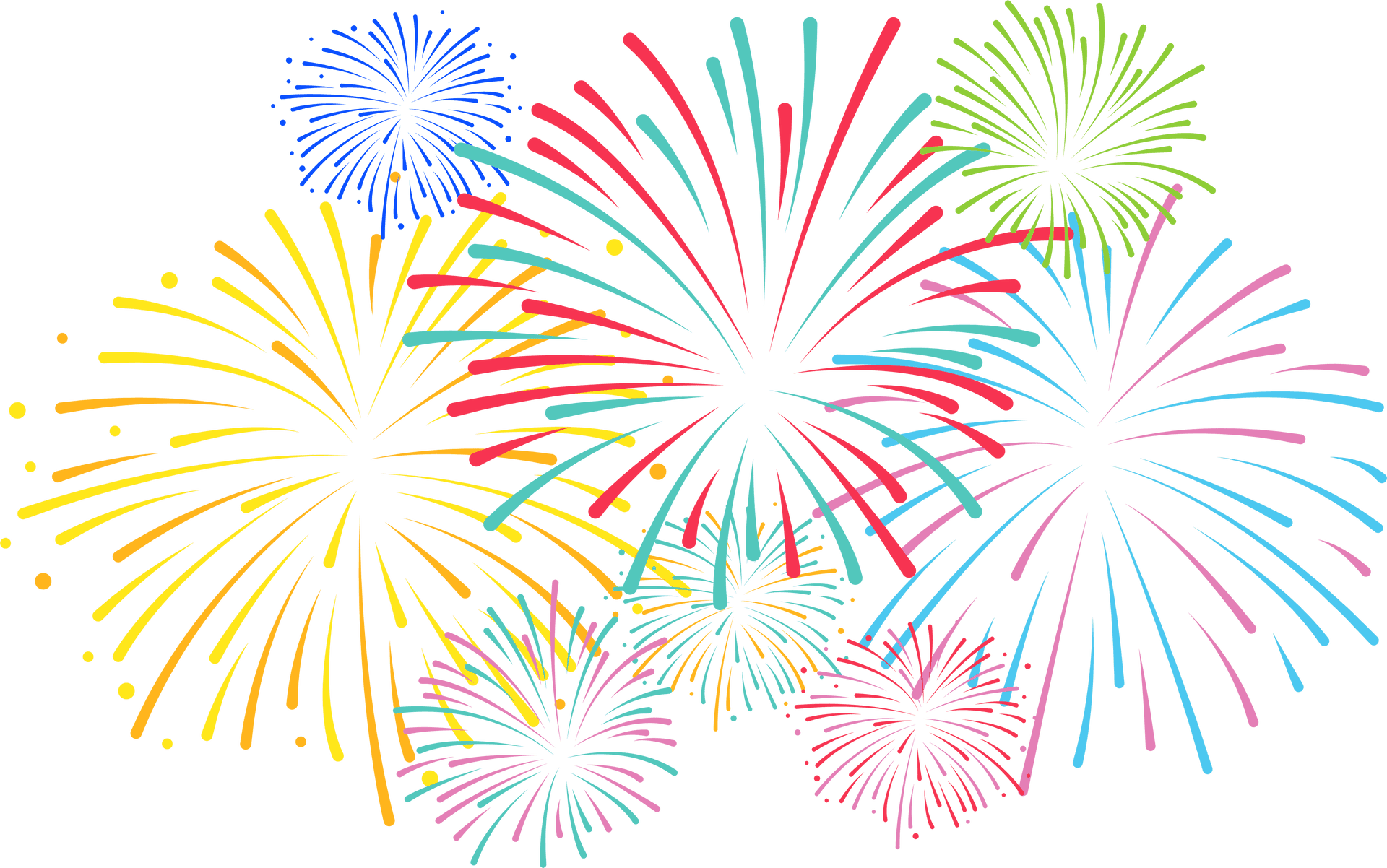 Colorful Fireworks Display Clipart PNG Image