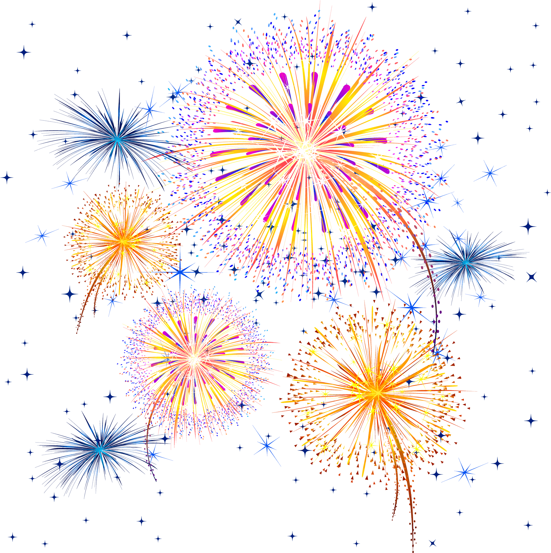 Colorful Fireworks Display Clipart PNG Image