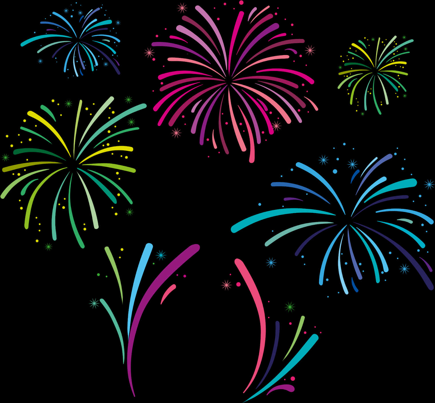 Colorful_ Fireworks_ Display_ Vector PNG Image