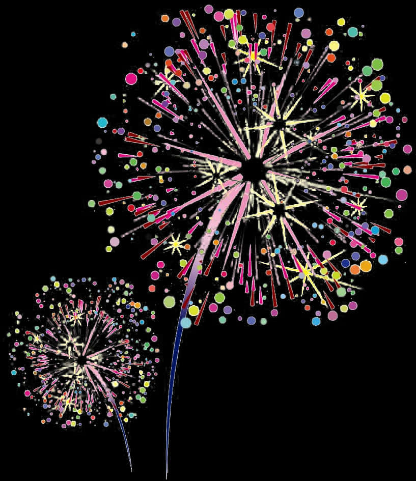 Colorful Fireworks Illustration Diwali Celebration PNG Image