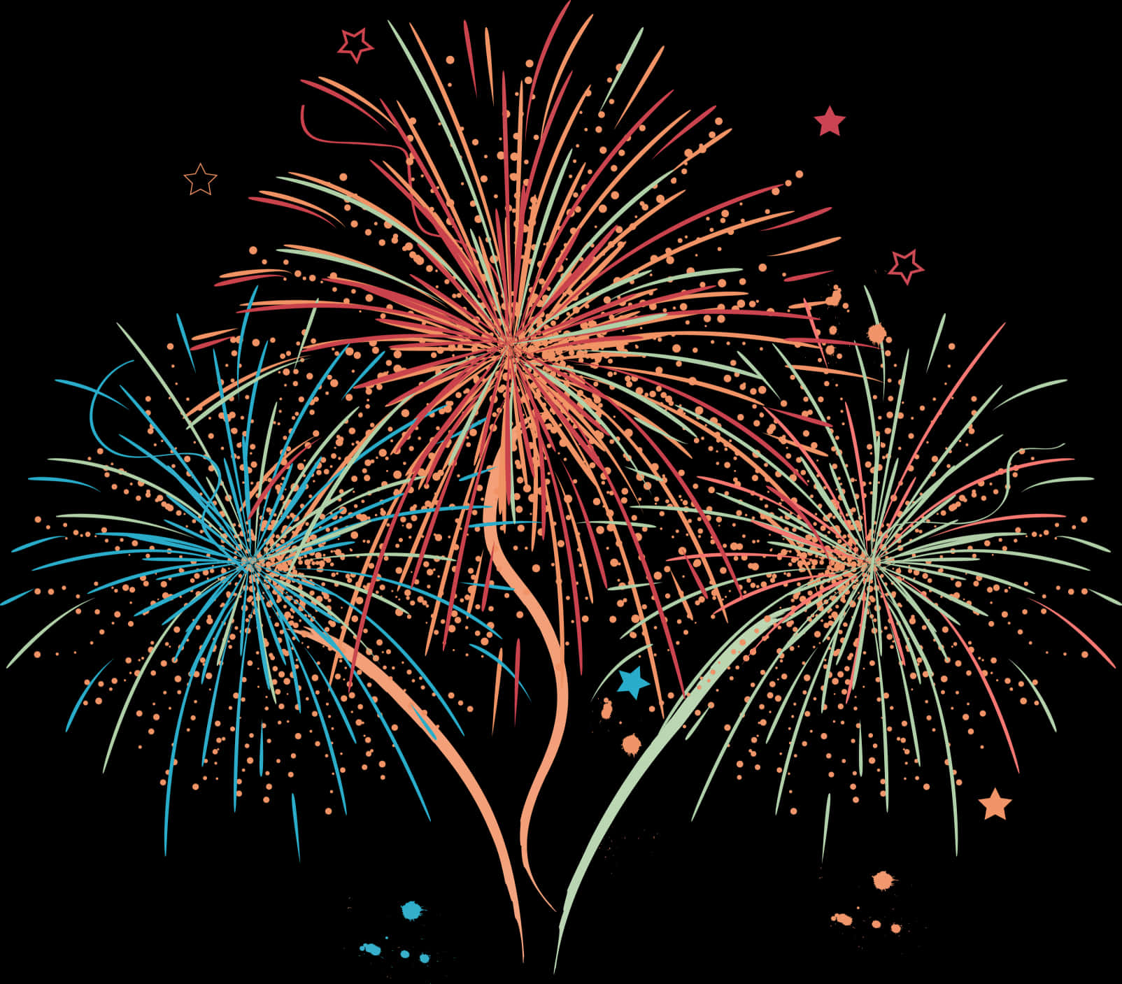 Colorful Fireworks Illustration PNG Image