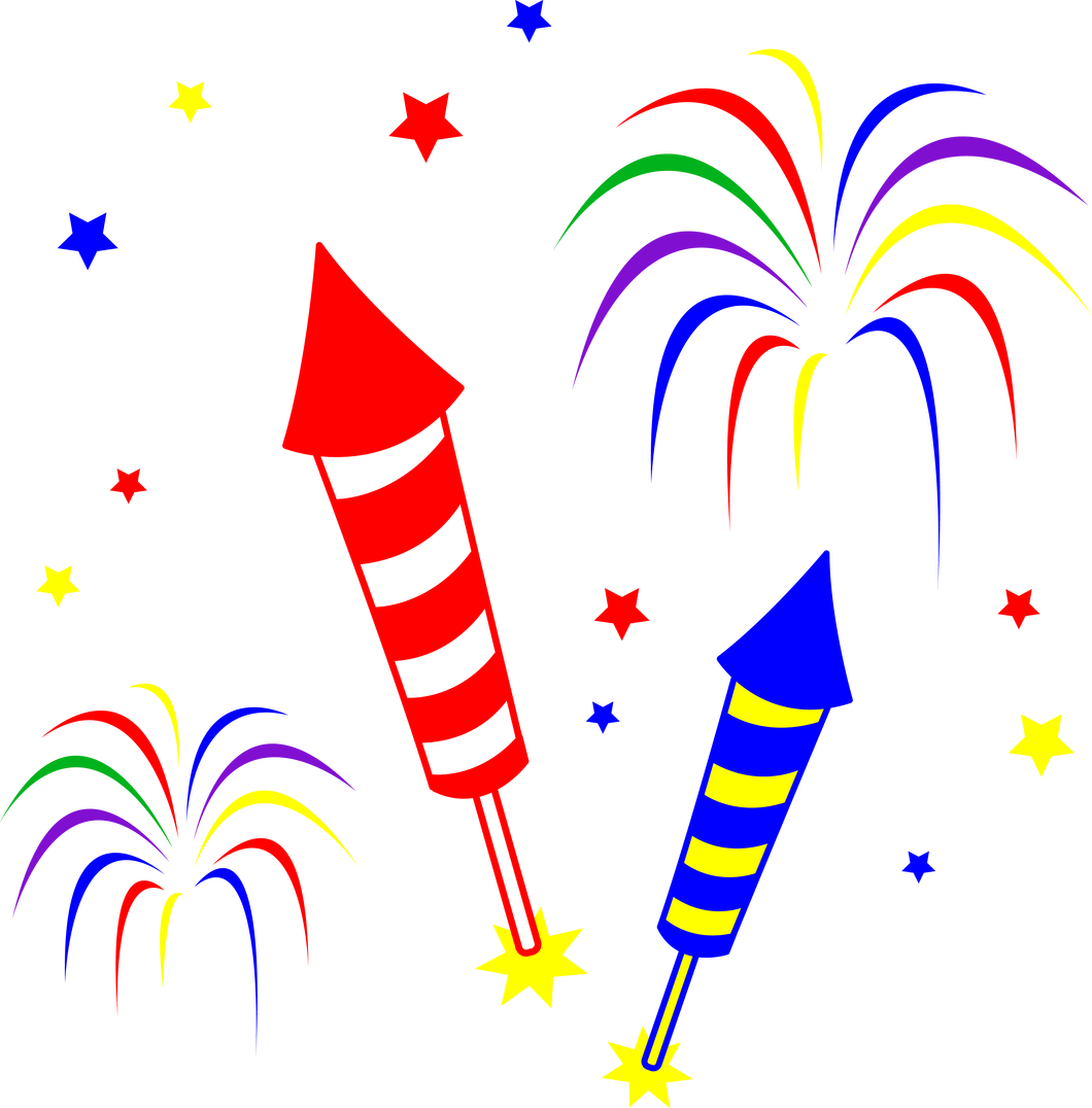 Colorful Fireworksand Rockets Clipart PNG Image