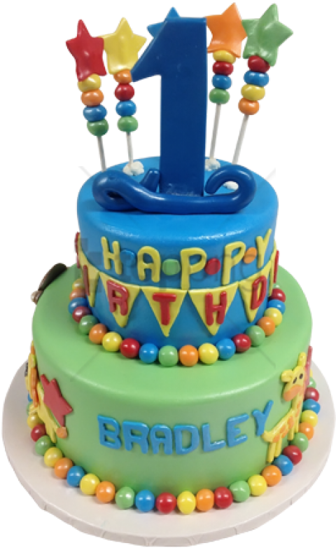 Colorful_ First_ Birthday_ Cake_ Bradley PNG Image