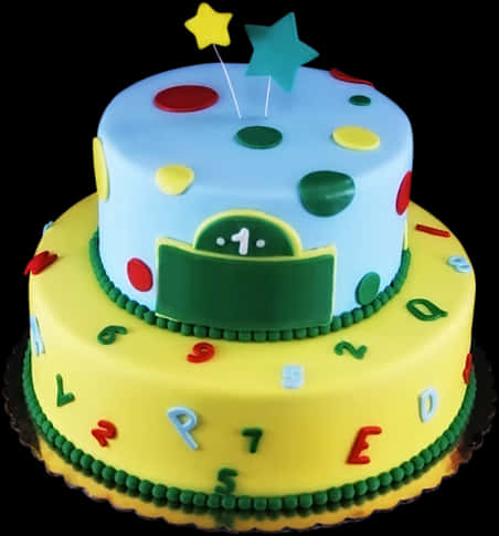 Colorful_ First_ Birthday_ Cake PNG Image