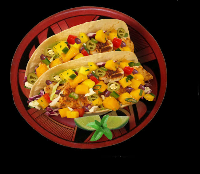 Colorful Fish Tacoswith Mango Salsa PNG Image