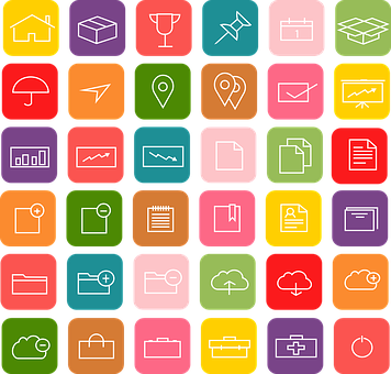 Colorful Flat Icons Set PNG Image