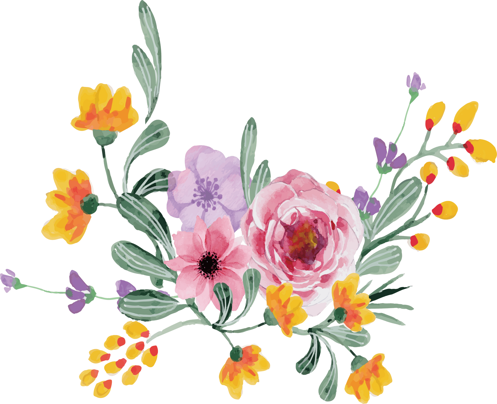 Colorful_ Floral_ Arrangement_ Illustration.png PNG Image