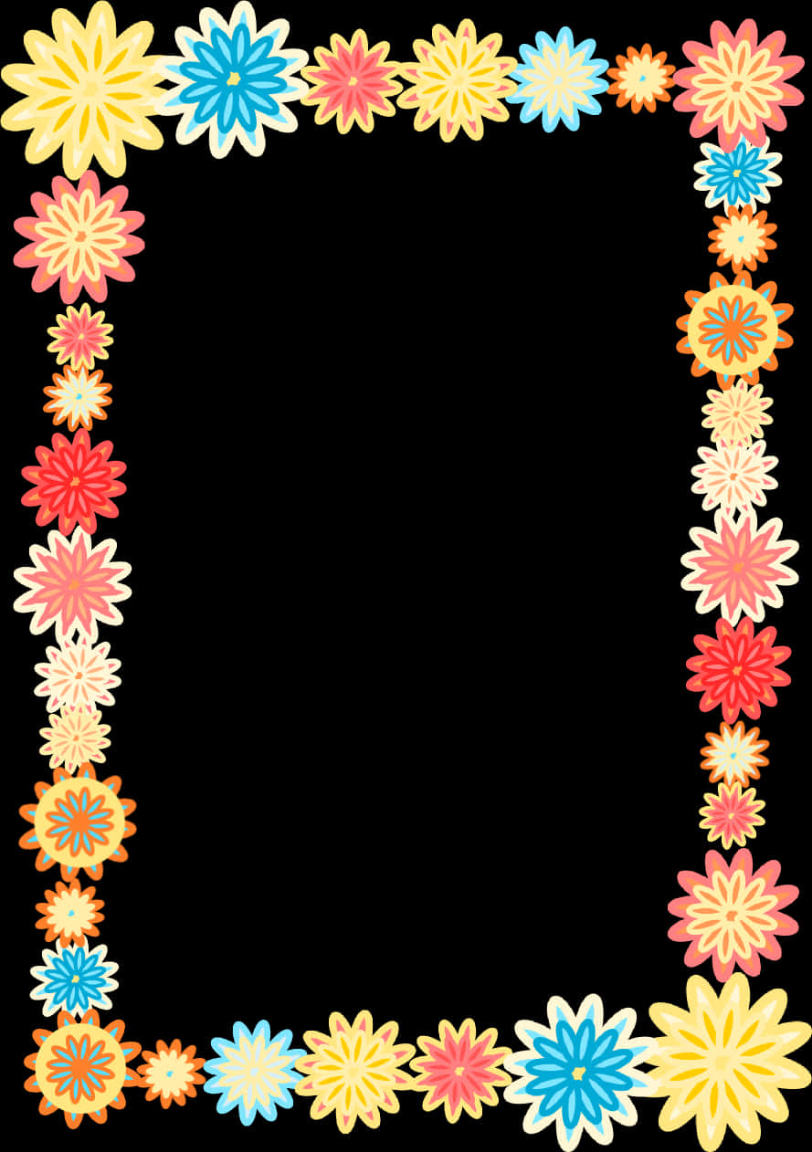 Colorful Floral Border Design PNG Image