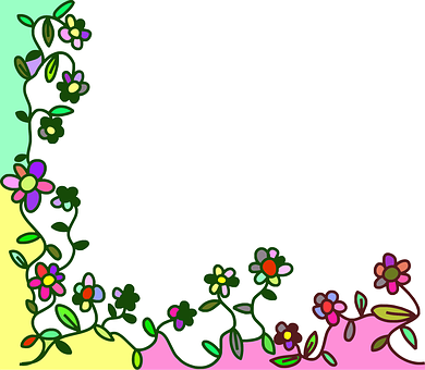 Colorful Floral Corner Border Graphic PNG Image