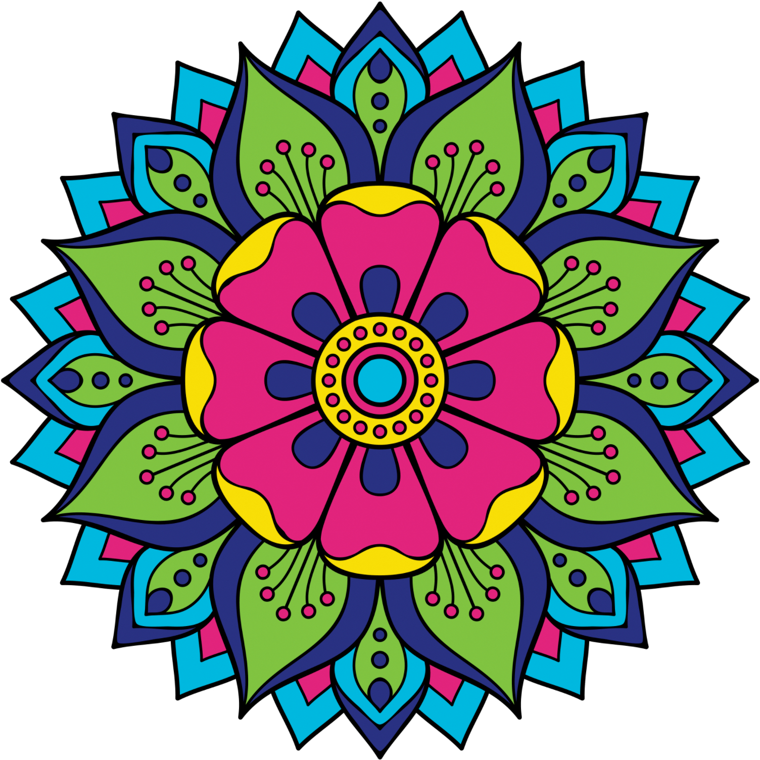 Colorful Floral Mandala Design PNG Image