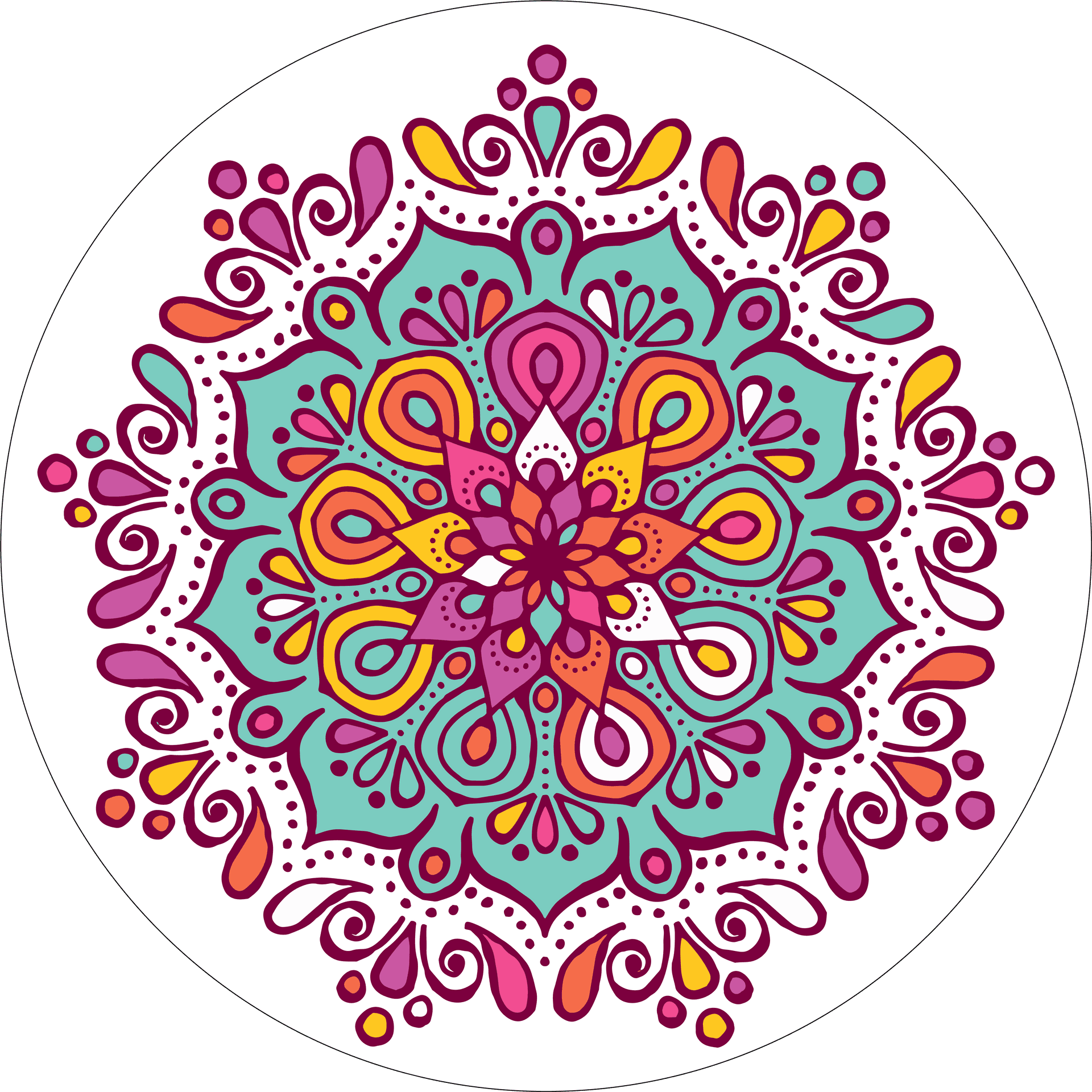 Colorful Floral Mandala Design PNG Image