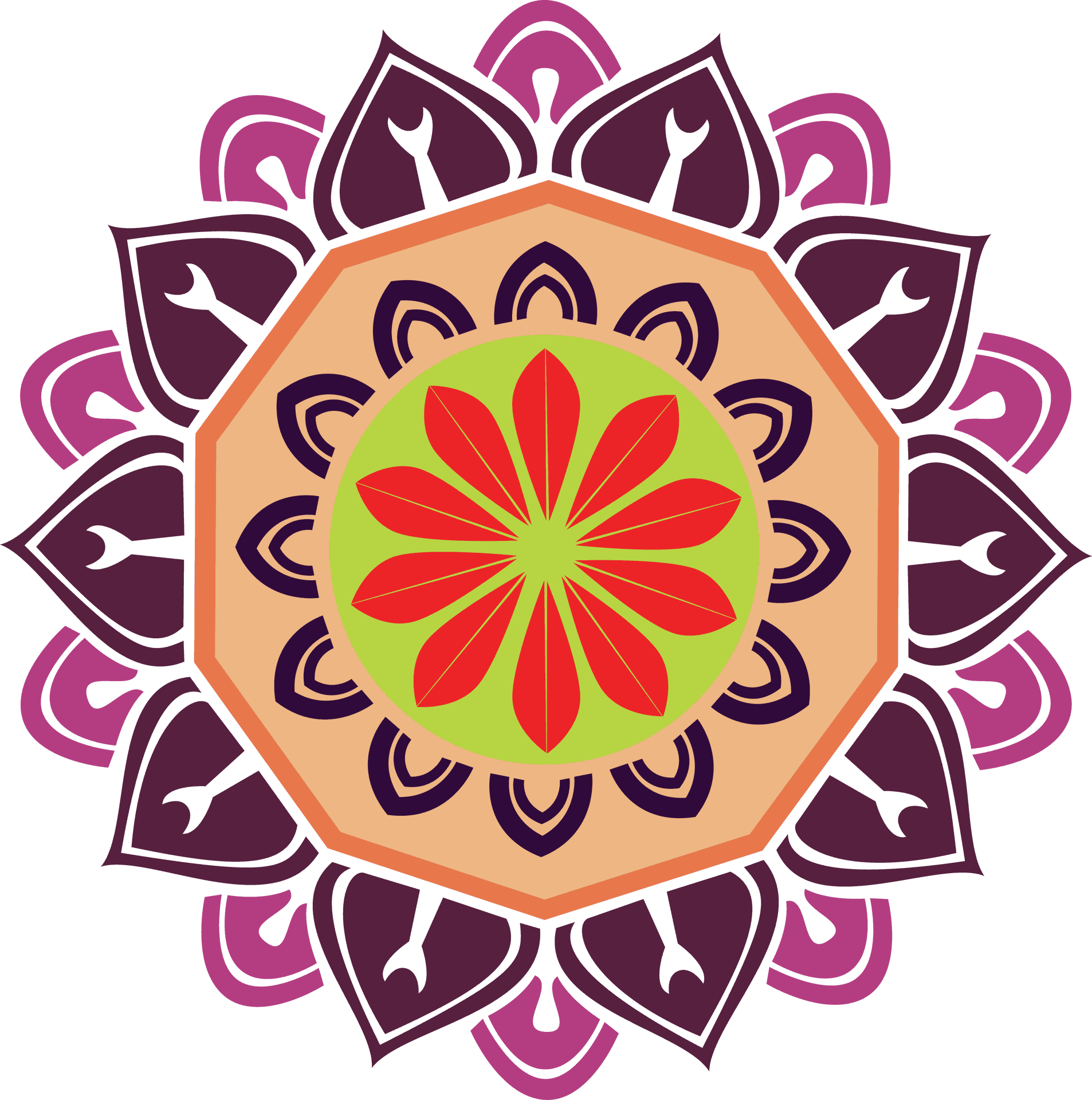 Colorful Floral Rangoli Design PNG Image