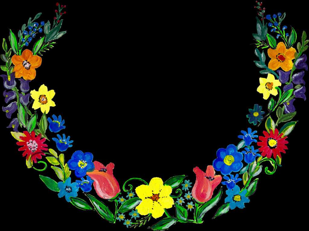 Colorful_ Floral_ Wreath_ Artwork PNG Image