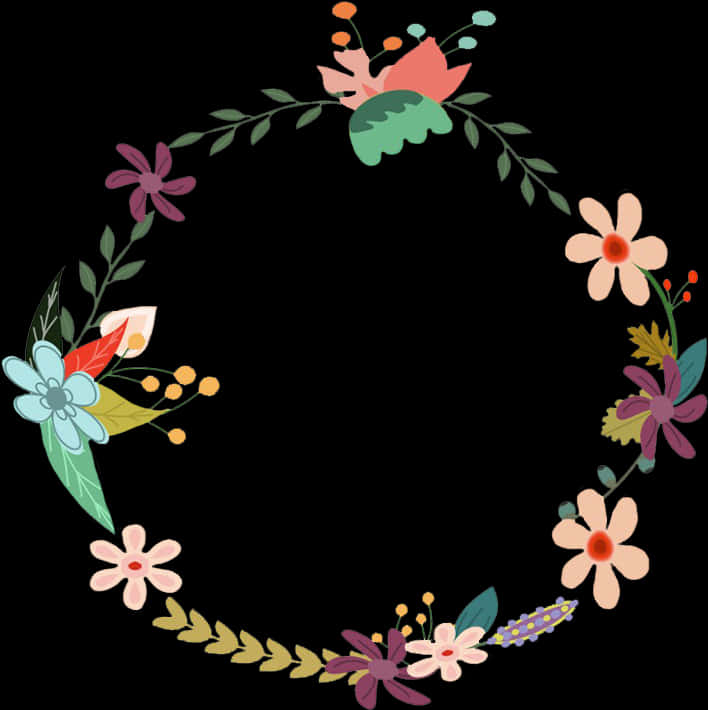 Colorful_ Floral_ Wreath_ Graphic PNG Image