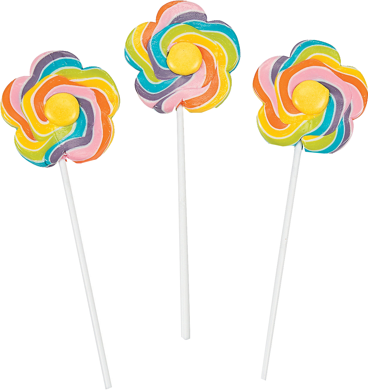 Colorful Flower Lollipops PNG Image