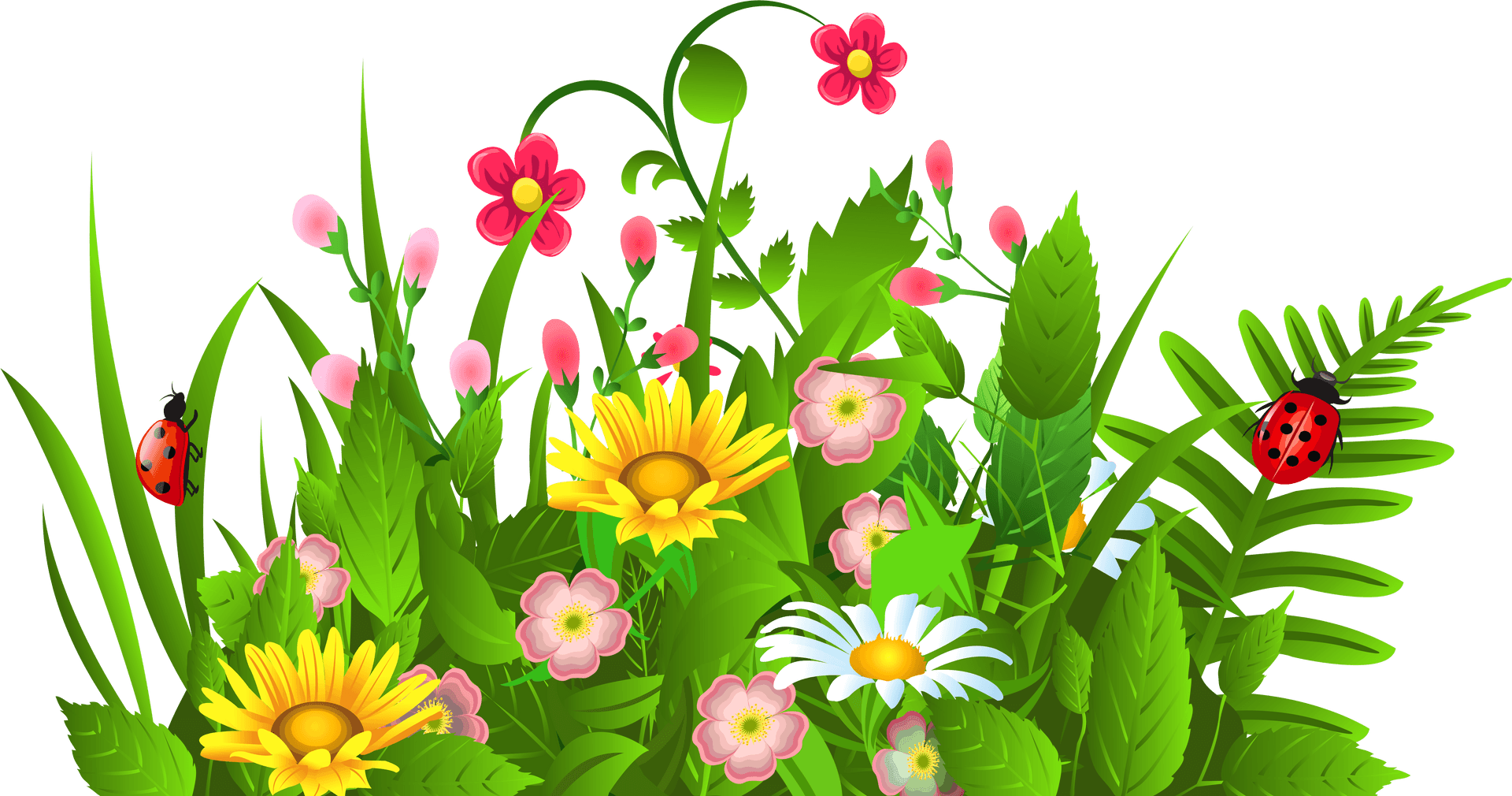 Colorful Flower Meadow Clipart PNG Image