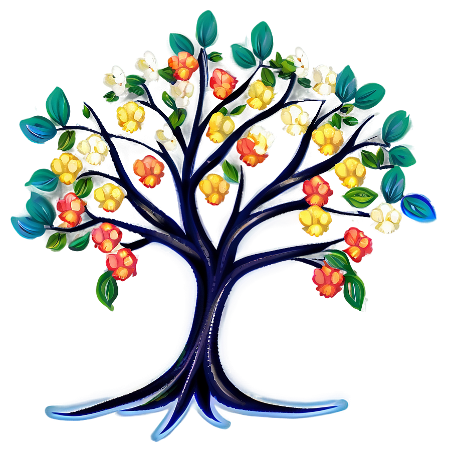 Colorful Flower Tree Drawing Png 06282024 PNG Image